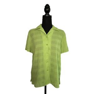 Croft & Barrow Lime Green Button Up Blouse, Medium